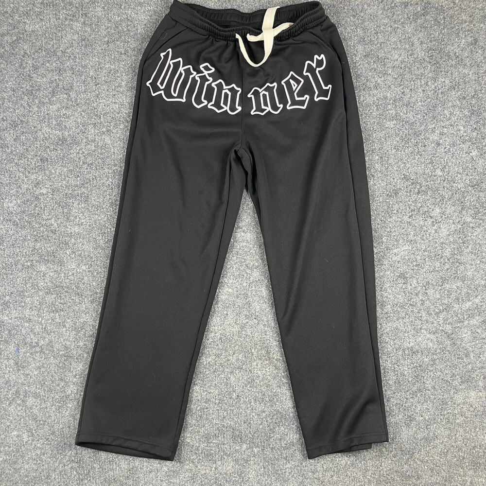 Winner Sweatpants Mens‎ Medium Black Drawstring Casual Graphic Athletic Joggers